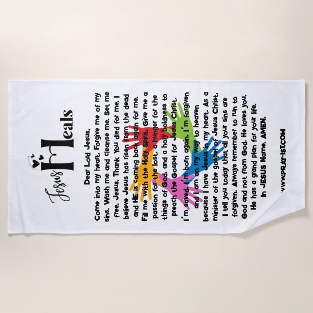 TOALLA DE PLAYA JESUS HEALS BEACH TOWEL (Anverso)