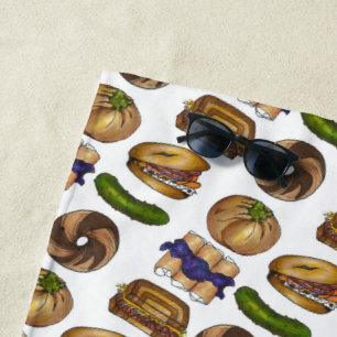 Toalla De Playa Jewish Deli Foods Pickle Reuben Blintz Knish Bagel