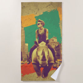 Toalla De Playa Jinete Punk Rinoceronte Arte Pop Nueva York