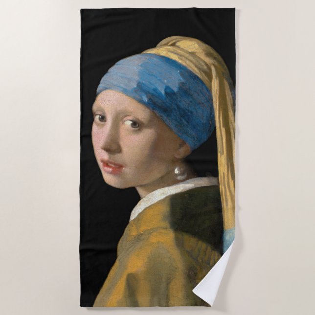 Toalla De Playa Johannes Vermeer, Chica de Pearl Earring (Anverso)