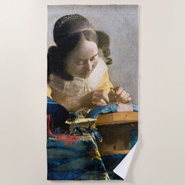 Toalla De Playa Johannes Vermeer - El Lacemaker (Anverso)