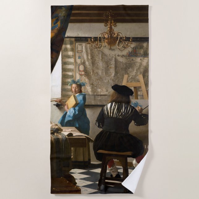 Toalla De Playa Johannes Vermeer - La historia de la pintura (Anverso)