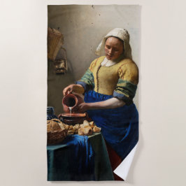 Toalla De Playa Johannes Vermeer - La Milkmaid