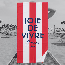 Toalla De Playa Joie De Vivre Francia Red Cabana Stripe Francés