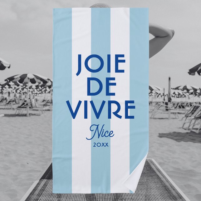 Toalla De Playa Joie De Vivre Nice Blue Cabana Stripe French (Subido por el creador)