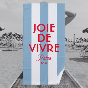 Toalla De Playa Joie De Vivre Paris Banda Francesa Azul