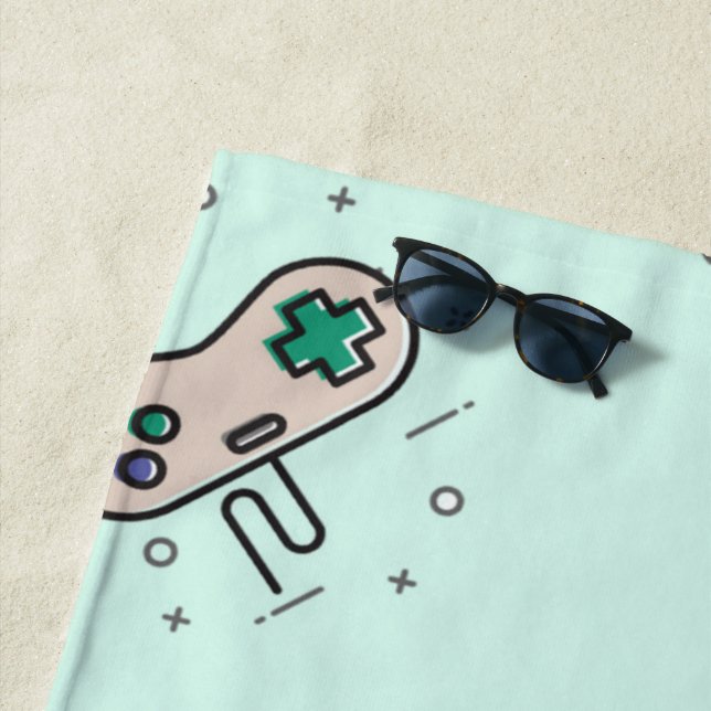 Toalla De Playa joystick de juego gris en azul (In situ)