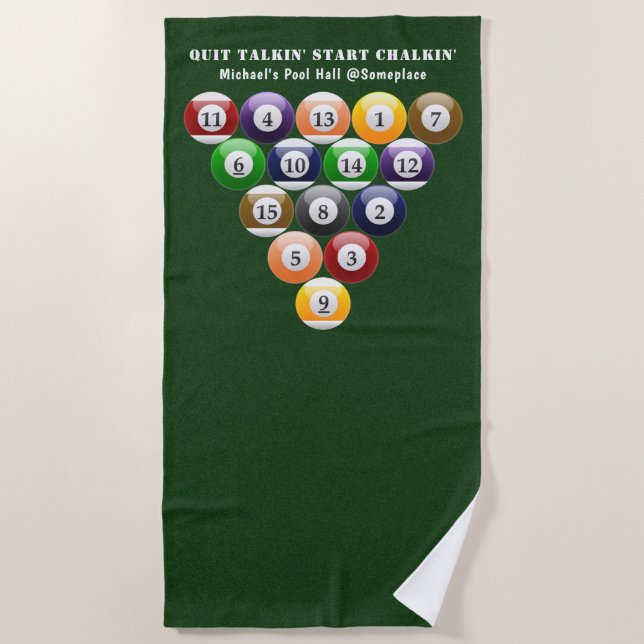 Toalla De Playa Juego de la piscina del estante 8-Ball del (Anverso)