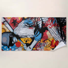 Toalla De Playa Jugador de béisbol Pop Art