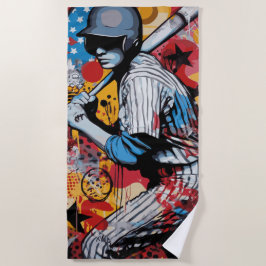 Toalla De Playa Jugador de béisbol Pop Art