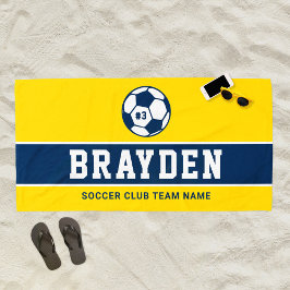 Toalla De Playa Jugador de fútbol con nombre personalizado en amar