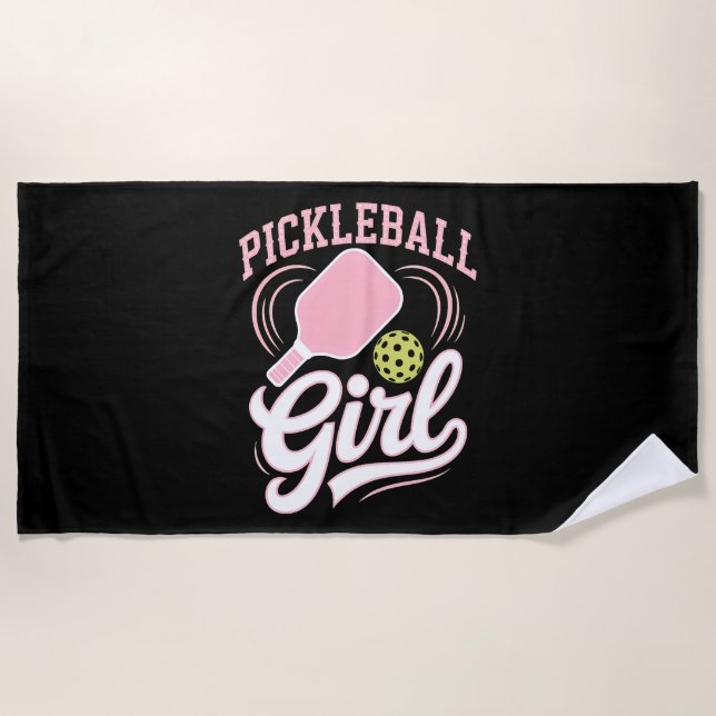 Toalla De Playa Jugadora de Pickleball Chica (Anverso)