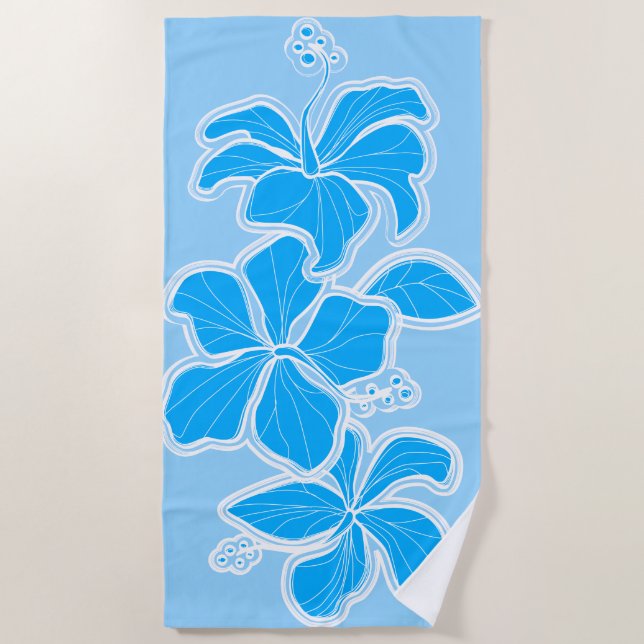 Toalla De Playa Kailua Hibiscus Hawaiian Ingeniero Floral - Azul (Anverso)