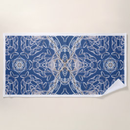 Toalla De Playa Kaleidoscope Azul brillante, blanco, una sola estr