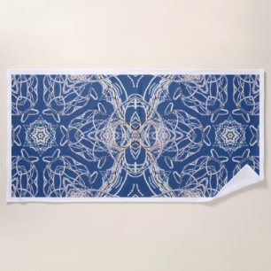 Toalla De Playa Kaleidoscope Azul brillante, blanco, una sola estr