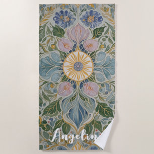 Toalla De Playa Kaleidoscopio floral personalizado
