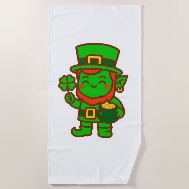 Toalla De Playa Kawaii Lucky Leprechaun (Anverso)