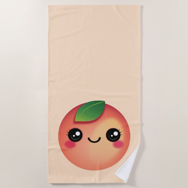Toalla de playa Kawaii Peach (Anverso)