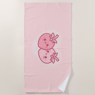 Toalla De Playa Kawaii Pink Valentines Strawberries