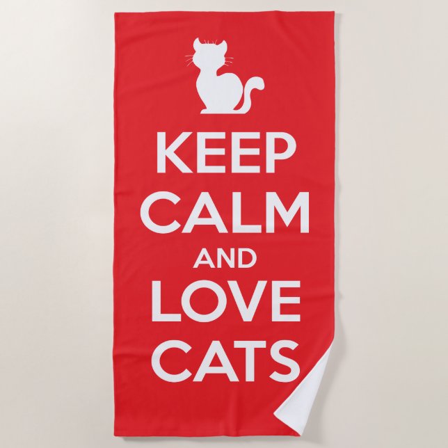 Toalla De Playa Keep Calm and Love Cats (Anverso)