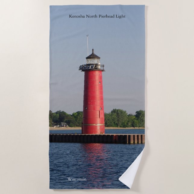 Toalla de playa Kenosha North Pierhead Light (Anverso)