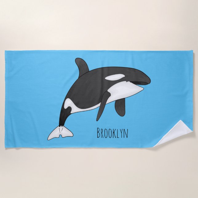 Toalla De Playa Killer whale cartoon illustration (Anverso)