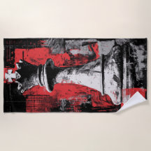 King Chess Piece Art – Red Black Grunge Design