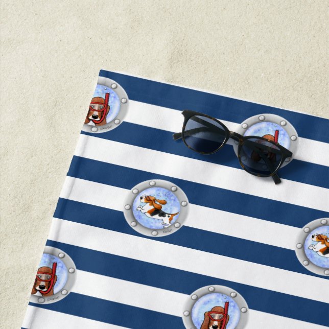 Toalla De Playa KiniArt Snorkeling Hounds Basset (In situ)