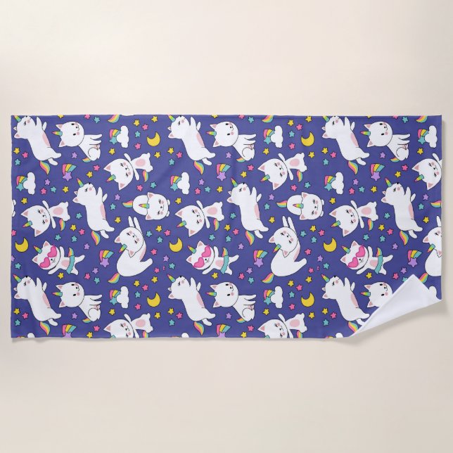 Toalla de playa Kitty Unicorns (Anverso)