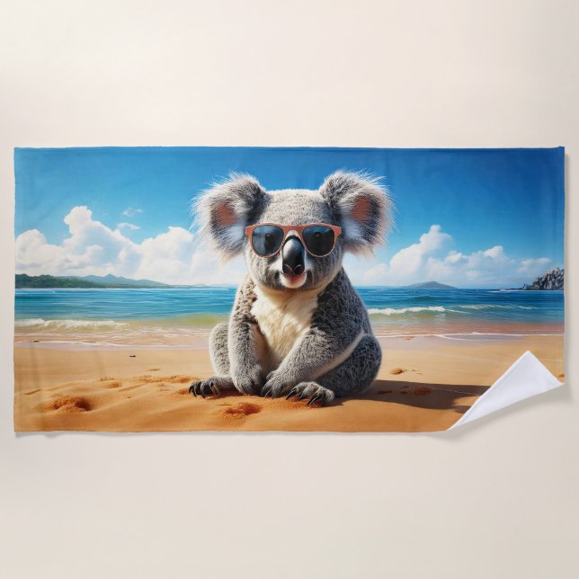 Toalla De Playa Koala en una playa de arena (Anverso)