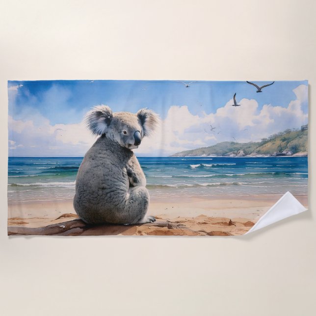 Toalla De Playa Koala en una playa de arena (Anverso)
