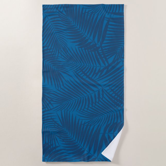 Toalla De Playa Kona Palms Hawaiian Leaf Tropical - Indigo (Anverso)