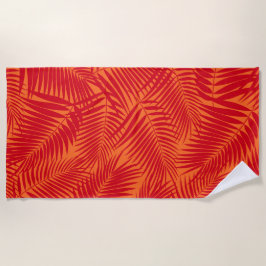 Toalla De Playa Kona Palms Hawaiian Leaf Tropical - Rojo