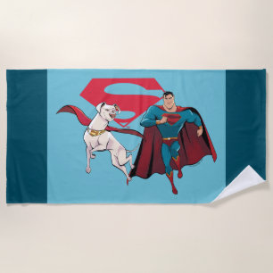 Toalla De Playa Krypto y Superman