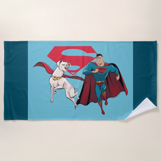 Toalla De Playa Krypto y Superman (Anverso)