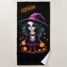 Toalla De Playa La adorable bruja de Halloween de Kawaii