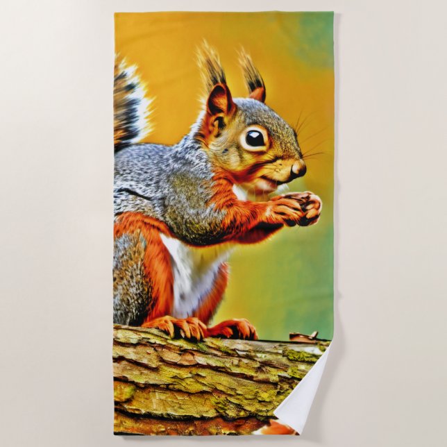 Toalla De Playa La ardilla de la época de la naturaleza (Anverso)