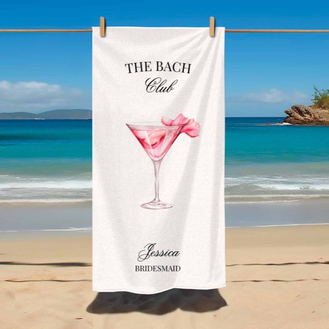 Toalla De Playa La Bachelorette De Cócteles Rosa Bach Club (Subido por el creador)