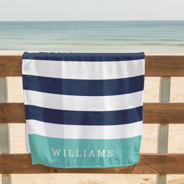 Toalla De Playa La banda de Aqua y Navy Personalizada (Subido por el creador)
