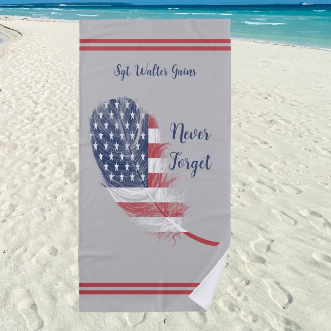 Toalla De Playa La bandera de las plumas de Estados Unidos nunca o (Subido por el creador)