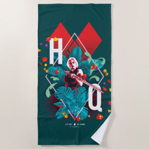 Toalla De Playa La brigada suicida Harley Quinn Floral Diamond