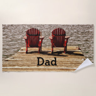 Toalla De Playa La cabaña Adirondack preside al papá