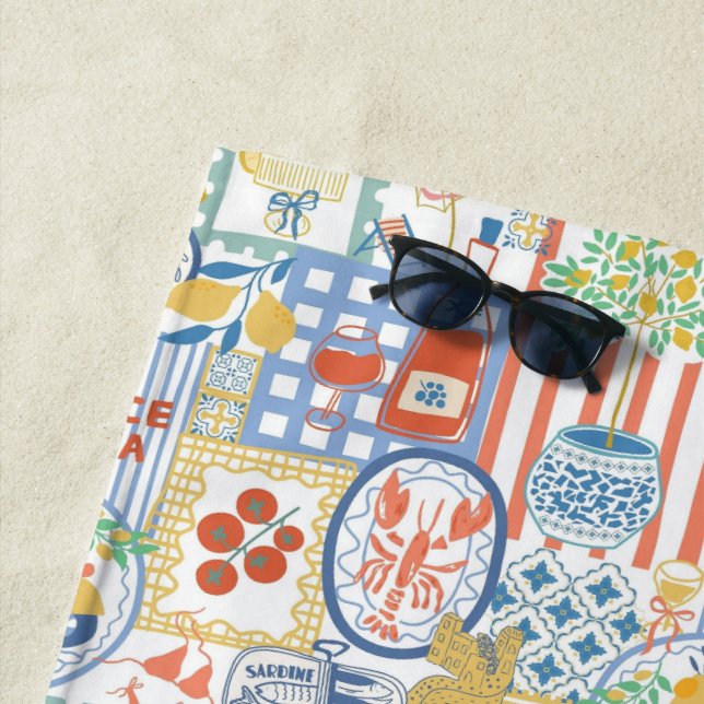 Toalla De Playa La Dolce Vita Italian Summer Lemon Mediterranean  (In situ)