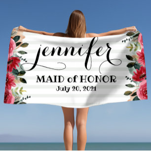 Toalla De Playa La empleada de honor Bachelorette personalizada