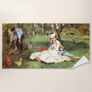 Toalla De Playa La familia Monet en su jardín Edouard Manet