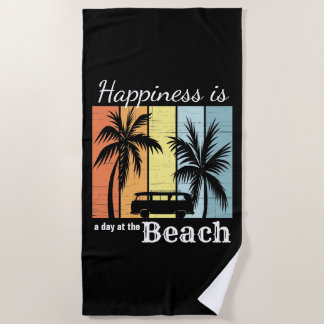 Toalla De Playa La felicidad en vacaciones de verano es un día en