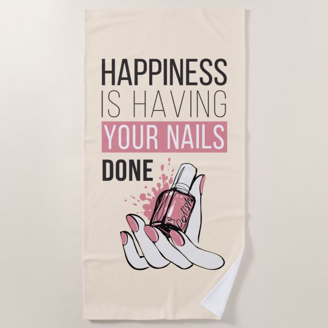 Toalla De Playa La felicidad está teniendo sus clavos hechos (Anverso)