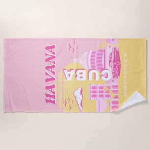 Toalla De Playa La Habana Cuba Arte Previo Rosa