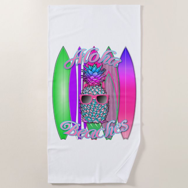 Toalla De Playa La hawaiana tropical vara la piña que practica (Anverso)