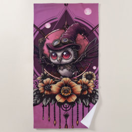 Toalla De Playa La lechuza Steampunk: guardiana de secretos.